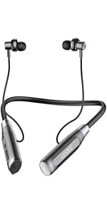 LANDIBO Sports Wireless Earphones, Bluetooth 6.0 Neckband Earbuds for 35 Hours of Playback, LED Power Display, Neck-Wrapping Earbuds with Ai Voice Control, for Gym Phone Music Exercise. (A18)