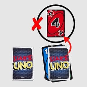 Mattel Games Liar’s UNO Card Game in Travel & Storage Tin for Adults, Kids, Families, Parties & Game Nights, Outwit Other Players with Bluffing & Trickery (Amazon Exclusive)