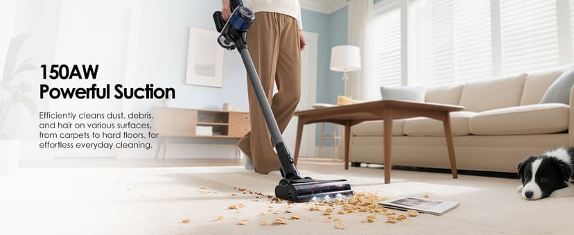 Tineco Pure ONE S30 Cordless Vacuum Cleaner, 150AW Powerful Suction, Zero Tangle Brush, Up to 65min Runtime, 6-Stage HEPA Filtration, PureCyclone Technology Stick Vacuum with Wall Mount Dock