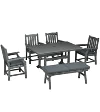 Outsunny 6 Piece Patio Dining Set for 4 with Umbrella, Outdoor Table and Chairs with 4 Folding Dining Chairs & Round Glass Table for Garden, Backyard and Poolside, Black and Coffee