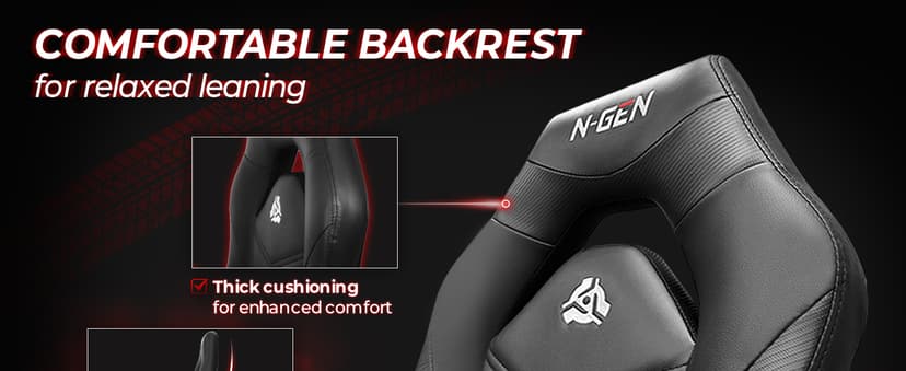 N-GEN Video Gaming Chair Ergonomic Computer Desk Office Chair with Lumbar Support Adjustable Height Swivel Wheels Flip-Up Arms PU Leather Home and Office (Black)