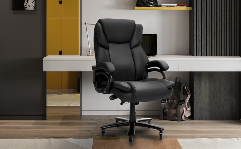 Indulgear 500lbs Big and Tall Office Chair, Heavy Duty Office Chair for Heavy People, High Back Executive Desk Chair with Adjustable Lumbar Support,Quiet Rubber Wheel,Pocket Spring Cushion