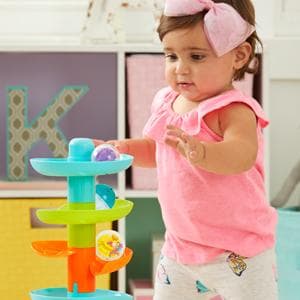 Drop a ball & watch it spiral, whirl & pop out below - visual tracking & motor practice on joyful repeat, Ages 9-24 Months Kidoozie - Whirl 'N Go Ball Tower - Toddler Ball Drop Toy B0843HW6C9