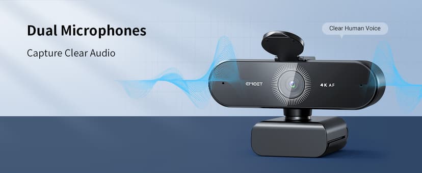 EMEET NOVA 4K Webcam for PC - Ultra 4K HD, PDAF Autofocus, Dual Omnidirectional Mics, 73° FOV, Auto Light Correction, USB-A, Privacy Cover, Ideal for High-End Business Meetings&Live Streaming