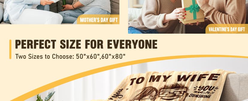 Gifts for Wife from Husband - Wedding Anniversary Birthday Gifts for Women - Romantic I Love You Present for Her - Christmas Mothers Day & Valentines Day Gifts for Wife - To My Wife's Blanket 50"x60"