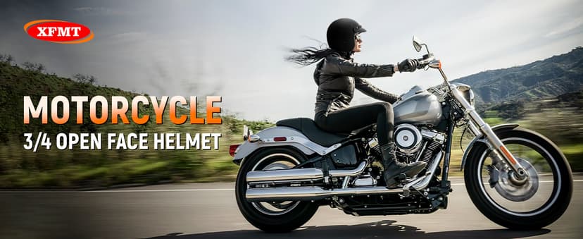 XFMT DOT Unisex-Adult Motorcycle Open Face 3/4 Helmet Retro Style Cruiser Chopper Scooter
