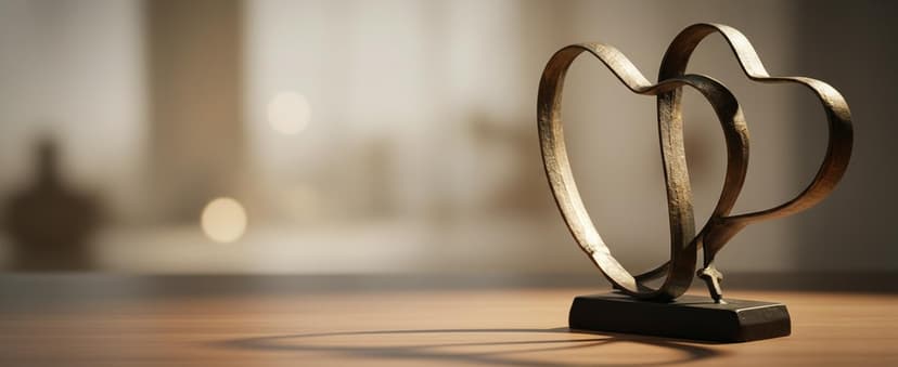 Wedding Anniversary Couples Gift - Two Hearts and Cross Iron Sculpture, Heart Decoration Gift for Her and Him, 1st to 50th or 60th Anniversary, Includes Present Box and Poem Card