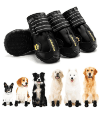 Hcpet Dog Shoes, Dog Boots & Paw Protectors for Winter Snowy Days, Rainy Weather, Outdoor Anti-Slip Sole Dog Booties for Hardwood Floor Black-Leg 1