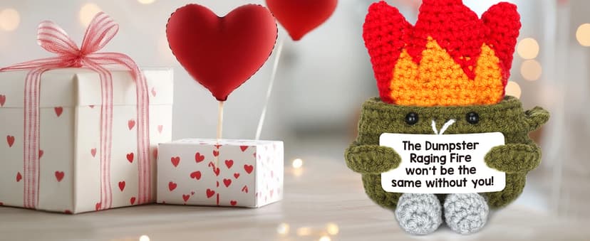 Funny Dumpster Crochet Fire, Bosses Day Gifts for Women Men Boss, Christmas Thank You Appreciation Gifts for Coworker Teacher Friend, Birthday Retirement Farewell Moving Going Away Gift Desk Decor
