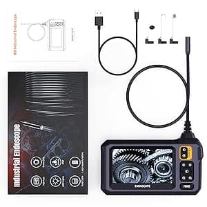 Endoscope Camera with Light, Borescope Camera with 4.3" IPS Screen, 1920P HD with 8 LED Lights, 16.4FT Semi-Rigid Cord Bore Scope, Gadgets for Men & Tools for Men