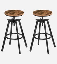 MAHANCRIS Dining Chair Set of 2, Rustic Wooden Kitchen Chairs with Backrest, Farmhouse Dining Chairs for Kitchen, Industrial Style Chair with Metal Frame, Easy Assembly, Rustic Brown TBHR1001