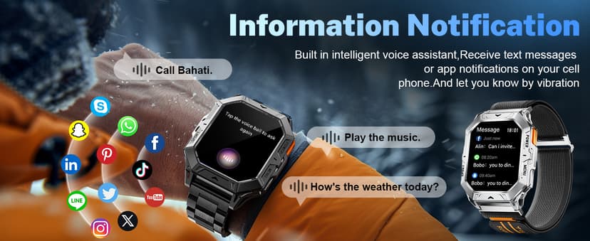 LIGE Military Smart Watches for Men(Answer/Make Calls),100-Day Battery Life,2.13" AMOLED Outdoor Sports Smartwatch with Compass,Heart Rate/Sleep Monitor Fitness Tracker for Android iOS,AI Voice