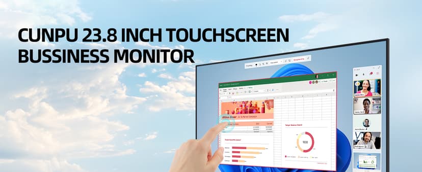 CUNPU 24 Inch Touchscreen Monitor, 10 Point Touch, FHD 1080P 75Hz IPS Screen, 100% SRGB, VESA Wall Mountable, Tilt Adjustment, VGA HDMI USB for PC, Laptop Business & Work Station, Warehouse