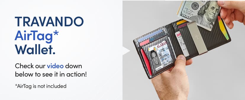 TRAVANDO AirTag* Wallet Mens Wallet with Money Clip Air Tag Wallet Card Holder RFID Blocking Bifold Gifts for Men