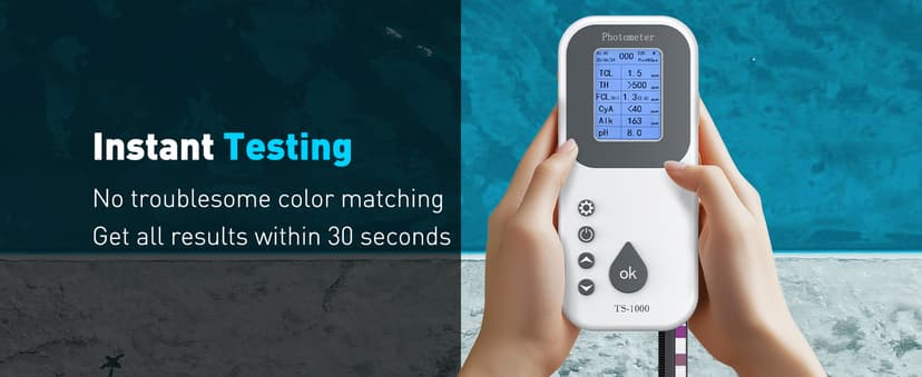 Pawfly 7 in 1 Digital Water Testing Kit, 50 Strips Hot Tub Test Kit, Digital Pool Water Tester for pH, Total Hardness, Total Chlorine, Free Chlorine, Total Alkalinity, Cyanuric Acid & Bromine