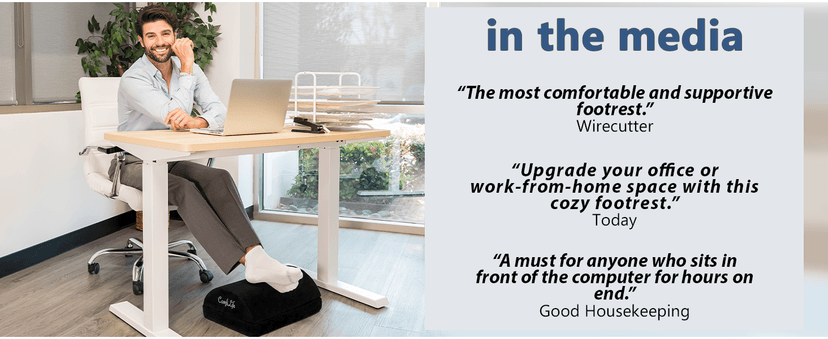 ComfiLife Foot Rest for Under Desk at Work – Adjustable Height Memory Foam Foot Stool for Under Desk, Office Chair & Gaming Chair – Ergonomic Footrest for Back & Hip Pain Relief (Black)