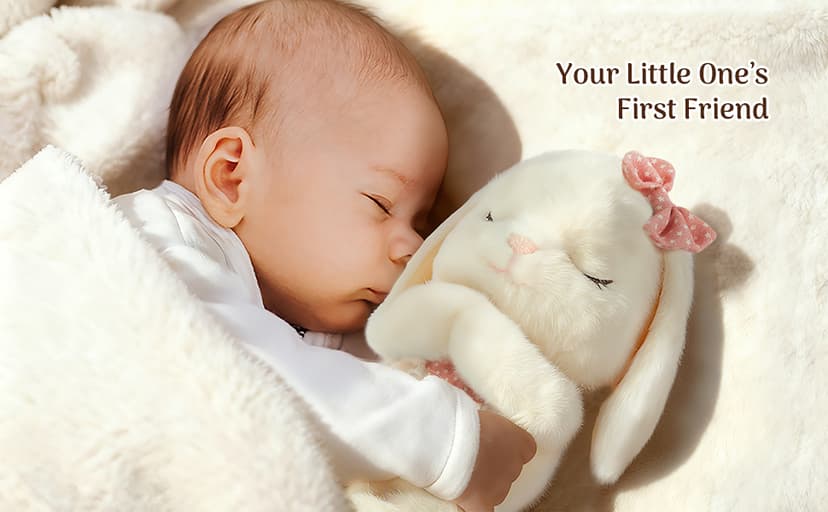 Baptism Gifts for Girl, Catholic Christening, Baby Dedication & Baptismal Gift Set for Baby Girls & Kids, with 9" Musical Praying Bunny Plush Toy & Everybunnies' Blessing Book in Keepsake Box