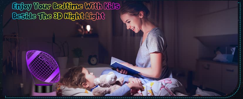 Linkax Football Gifts Stocking Stuffers for Kids Teens Boys Girls, Rugby 3D Illusion Night Light Christmas Gifts for Kids, 6 7 8 9 10 11 12 13 Year Old Birthday Presents Room Decor, Toys for Ages 8-13