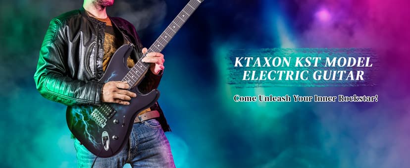 Ktaxon 39 Inch Electric Guitar, Full Size Solid Body H-H Pickups 6 Strings Beginner Guitar Kit With Gig Bag, Strap, Tremolo Arm, Cable & Picks (Black Back)