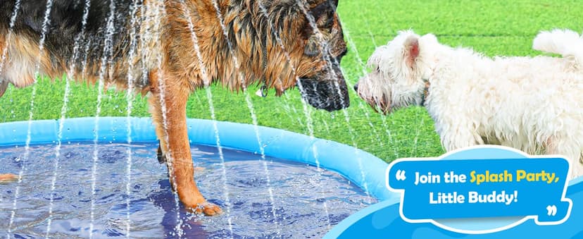Peteast Splash Pad for Dogs & Kids - Anti-Slip Dog Pool for Large Dogs, 0.58 mm Thickened Durable Outdoor Water Play Mat, Summer Sprinkler Toy for Backyard (67in, Blue)