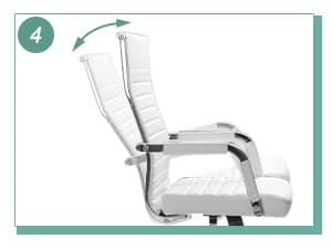 Furmax Ergonomic Office Desk Chair, Executive Ribbed Mid-Back PU Leather Conference Room Chair Adjustable Swivel Chair with Arms (1, White)