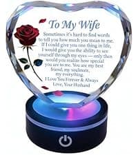 Premium K9 Crystal, Laser Engraved, 6-Color USB LED Base, Gift Box Packaging, Perfect Present for Birthdays & Christmas Crystal Heart Keepsake for Mom, Color Changing LED, Mothers Day Gift B0GS15MD5Z