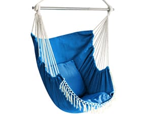 Chihee Hammock Chair Hanging Swing 2 Pillows Included,Strong Webbing Straps and Hooks for Easy Hanging Soft Cotton Hanging Chair Side Pocket Tassel Chair Comfort Indoor Outdoor Brown Stripes