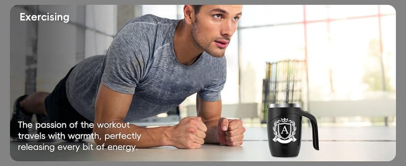 Initial Magnetic Stirring Coffee Mug Stainless Travel Cup Adult Men Guy Him Brother Dad Boyfriend Uncle Niece Best Friendship Grandpa Grandfather Husband Son Law Happy Birthday Cool Meaningful Gifts,J