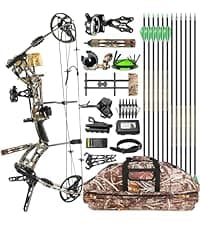 AMEYXGS Archery E8 Compound Bow Set for Adults and Teens RTH Hunting and Target Practice 19”-30” Draw Length,19-70 Lbs Draw Weight,up to IBO 320 fps,Limited Life-time Warranty