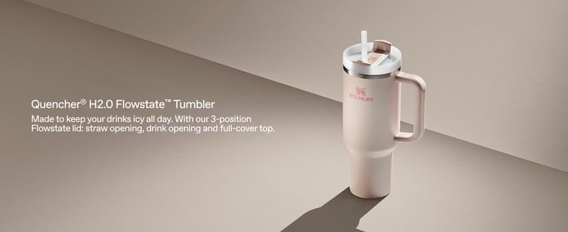 Handle and Straw | 3-Position Lid | Cup Holder Compatible for Travel | Insulated Stainless Steel Cup | BPA-Free STANLEY Quencher H2.0 Flow State Tumbler, 30 oz, Ash B0CJZF9XZZ
