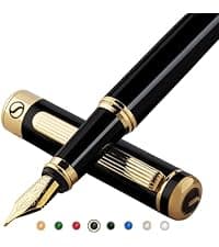 Scriveiner Black Lacquer Ballpoint Pen -Stunning Luxury Pen, Real Gold Plating, Schmidt Black Refill, Best Gift Set for Men & Women, Professional Executive Office, Nice Fancy Designer Pens