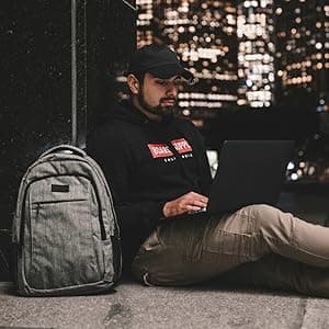 MATEIN Travel Laptop Backpack, Business Anti Theft Slim Sturdy Laptops Backpack with USB Charging Port, Water Resistant College School Computer Bag Gift for Men & Women Fits 15.6 Inch Notebook, Grey