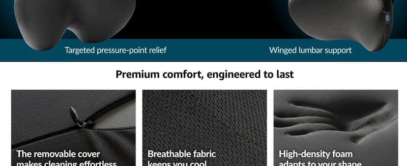 Everlasting Comfort Lumbar Support Pillow for Office Chair - Memory Foam Back Cushion for Car Seat - Promotes Better Posture, Back Pain Relief - Ideal Gaming and Desk Chairs Work and Home Essentials