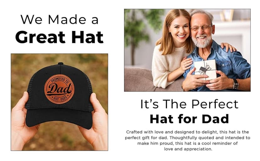 Dad Est 2025 Hat – First Time Dad Gifts Ideas - Meaningful Gifts for New dad on Christmas or His Birthday - Comfortable Baseball Cap Men Love with Premium Leather Patch Design