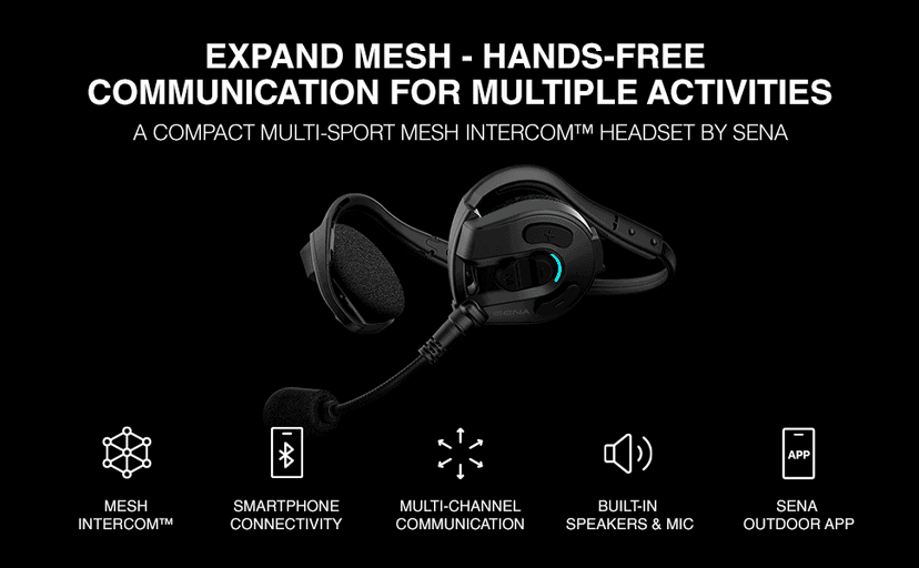 Sena Expand Multi-Sport Bluetooth/Mesh Intercom Communication Headset for Hiking, Rock Climbing, Fishing, Hunting and more