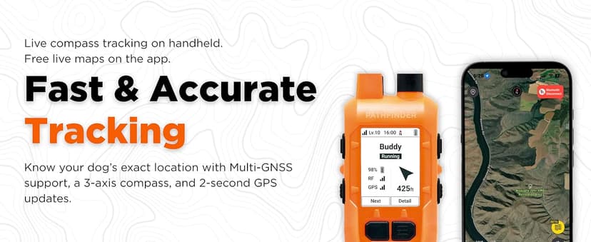 Dogtra PATHFINDER2 MINI Compass Live GPS Dog Tracking & Training System - 4-Mile Range E-Collar Handheld with No Subscription, Offline Maps, GPS Fence, Expandable up to 21 Dogs, for Dogs 15+ lbs