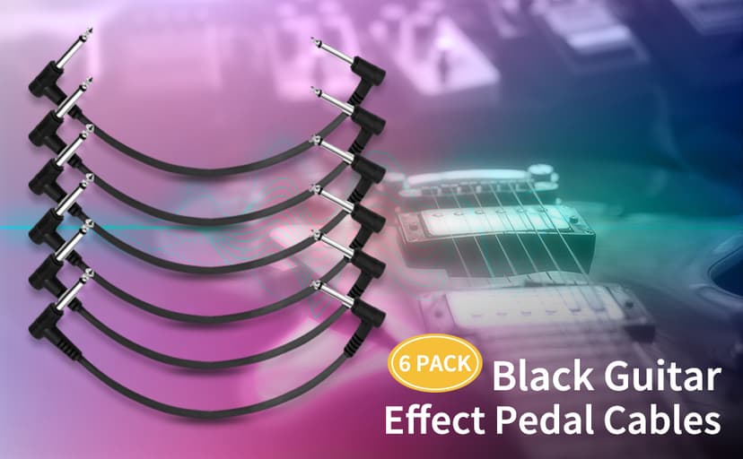 Donner 6 Inch Guitar Patch Cable Guitar Effect Pedal Cables Black 6 Pack