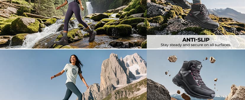 NORTIV 8 Women's Hiking Boots Waterproof Lightweight Outdoor Trekking Comfortable Non-Slip Backpacking Camping Ankle Boot Hollow