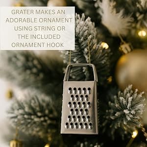 Gift Box and Card, Coworkers, Foodies, Stocking Stuffer, Real Stainless Steel, Ornament Hook, Birthday, Secret Santa Mini Cheese Grater Gift Set, You Make Life a Little Grater Funny Chef Gift B0G15M3C9S