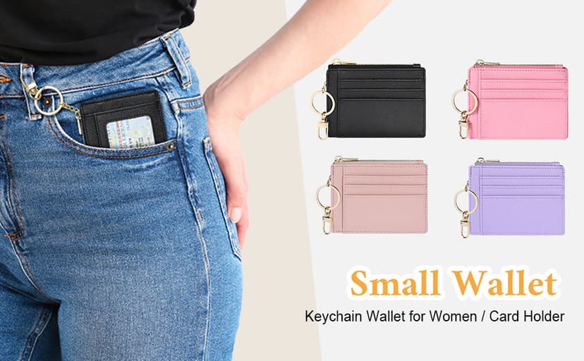 Sodsay Card Case Slim Front Pocket Wallet for Women Credit Card Holder with Keychain