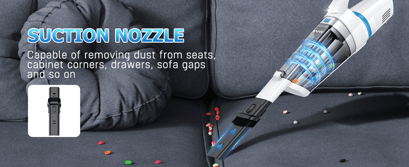 AHNR Handheld Vacuum Cordless, 16000PA Powerful Suction Hand Held Vacuum Dust Busters Cordless Rechargeable with LED Light & 2 HEPA Filters, Portable Car Vacuum Cleaner High Power for Car Home Office