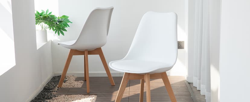 OLIXIS Dining Chairs Set of 4, PU Leather Upholstered Kitchen Chairs with Solid Wood Legs, Mid Century Modern Accent Chairs for Living Room, Bedroom, Patio, White