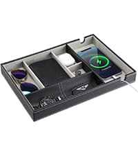 ProCase Gifts for Dad, Wood Phone Docking Station for Men, Dad Gifts From Daughter Son, Mens Nightstand Organizer, Anniversary Birthday Gifts for Dad Father Husband Him -Espresso (Engraved Word)