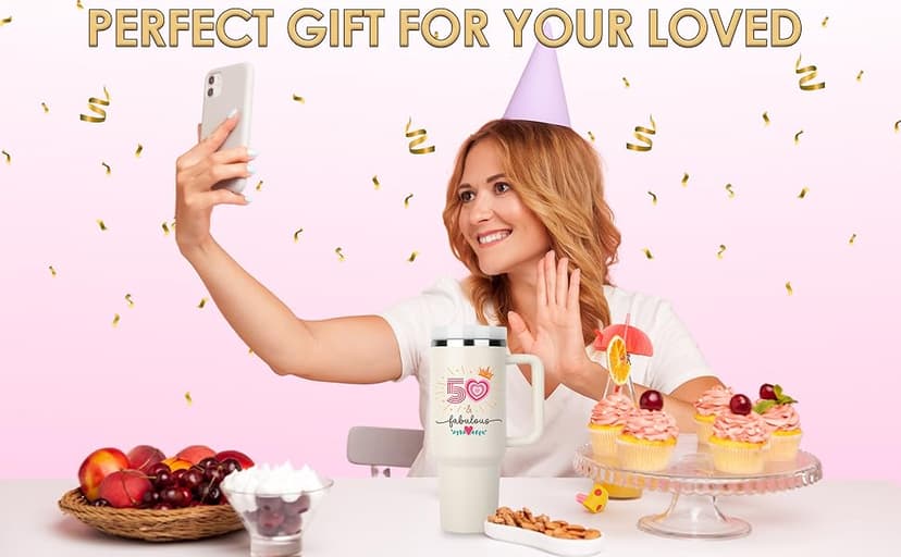 50th Birthday Gifts For Her, Women - 1975 Birthday Gift For Women - Cool Birthday Gift For 50 Year Old Woman - 50 And Fabulous Gift For Women - Gift For Women Turning 50-50th Tumbler 40oz