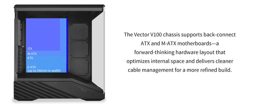 Lian Li V100 ATX Mid-Tower PC Case, 4 x 120mm ARGB PWM Fans Pre-Installed, LED RGB Strip, Display Platform with Tempered Glass, Support 420mm GPUs, 360mm Radiator, Optimized Airflow - Black (V100RX)