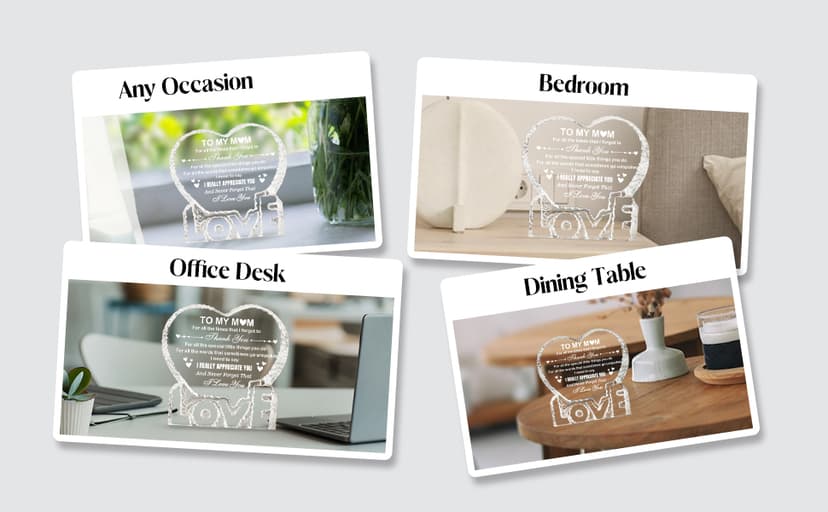 Crystal for Mom, Birthday Gifts for Mom from Daughter Son, K9 Crystal Plaque Keepsake, Best Gift for Mom on Xmas Thanksgiving Anniversary Birthday Mother‘s Day