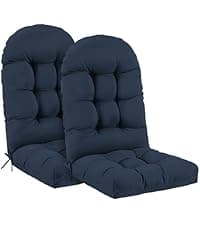 Outdoor Adirondack Chair Cushions Set of 2, 44x19x4 Inch Rocking Chair Cushion, High Back Patio Soft Seat Pad with Ties, Indoor Outside Use, Fade-Resistant & Waterproof, Dark Blue