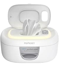 Wipe Warmer with Night Light, Fast and Even Heating, 4 Adjustable Temperature Modes, Baby Shower & Registry Must-haves, Grey Momcozy Baby Wipe Warmer, Innovative Spring Design,Large Capacity Dispenser B0FZKLFGJ1