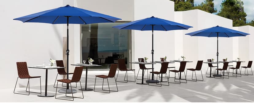 OLIXIS 9ft Patio Umbrella with Tilt and Crank Button & 8 Sturdy Ribs Waterproof, Patio Table Umbrella Perfect for Poolside, Terrace, Beach and Outdoor Restaurant, Blue