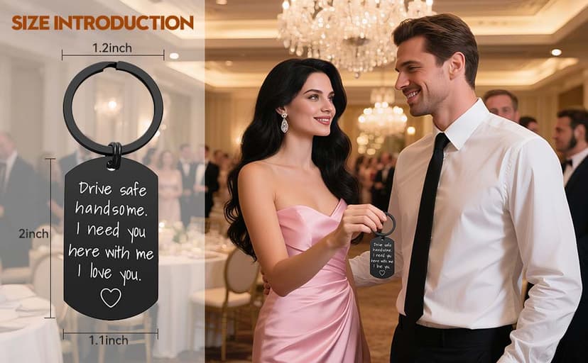 iWenSheng Drive Safe Keychain for Boyfriend - Drive Safe Handsome I Need You Here With Me Keyring Birthday Valentine’s Day Gifts for Him Boyfriend Husband Gifts